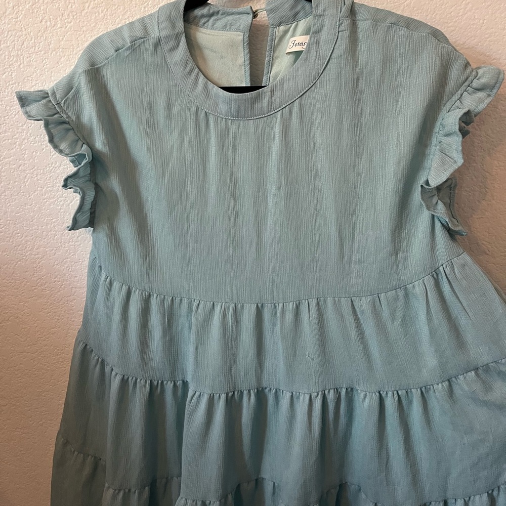 Blue Mini Ruffle Dress - Picture 3 of 4